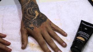 HOW TO TATTOO Coverage with Dermablend [upl. by Htiek]