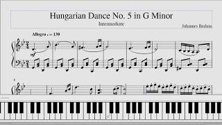 Hungarian Dance No 5 in G Minor  Brahms quot1869quot Piano Tutorial [upl. by Yotal]