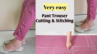 Very Easy Pant Trouser Cutting and StitchingPalazzo Pant Cutting and StitchingFor Beginners [upl. by Aitram]