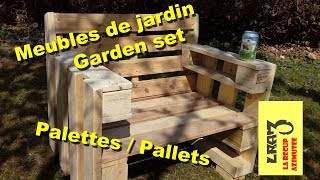 Salon de jardin en palettes  Pallets garden set [upl. by Figueroa]