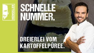 Schnelles Dreierlei vom KartoffelpüreeRezept von Steffen Henssler [upl. by Ylhsa]