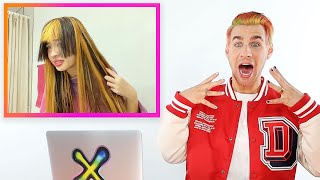 Hairdresser Reacts To DIY Y2k Stripe Highlights [upl. by Ambrosius257]