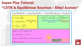 Aspen Plus  Ethyl Acetate Production Equilibrium Reaction amp CSTR [upl. by Anavas327]