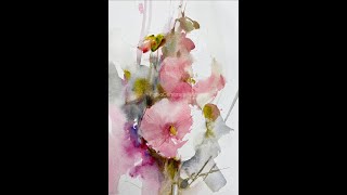 WatercolorAquarela  Demo  Hollyhock [upl. by Herriott]