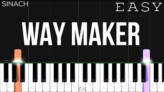 Sinach  Way Maker  EASY Piano Tutorial [upl. by Bonni]