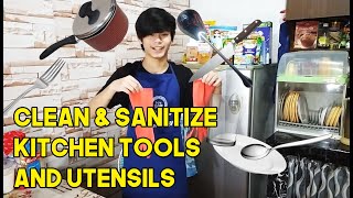 How to Clean and Sanitize Kitchen Tools and Utensils  TLE Assessment SLHS QC [upl. by Goodden]