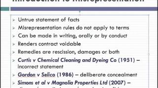 Misrepresentation Lecture 1 of 4 [upl. by O'Meara]