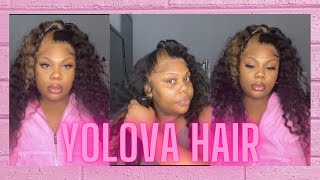 SKUNK STRIPE Yolova Deep Wave Hair  Install [upl. by Barbara-Anne]