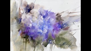 WatercolorAquarela  Demo HortensiaHydrangea [upl. by Aehtela]