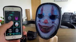 APP LED MASK LUMINOUS SHINING COSPLAY MASK SUPPORT DIYTEXTANIMATIONINTERACTIVE HALLOWEEN [upl. by Muirhead808]