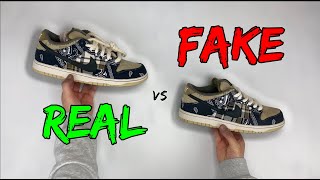 REAL VS FAKE TRAVIS SCOTT X NIKE SB DUNK COMPARISON [upl. by Auqenaj]