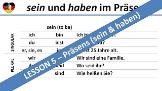 sein amp haben Present Tense  Learn German Lesson 5  Complete A1B1 Course  sein amp haben Präsens [upl. by Ecnarret]