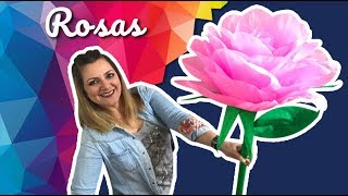 Rosas Gigantes de Papel Crepe 🌹 Roses Crepe DIY Craft Chuladas [upl. by Aivatco]