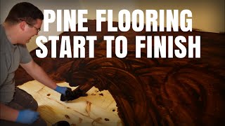 Pine Flooring From Lumber Liquidators  Install Stain Seal [upl. by Almita]