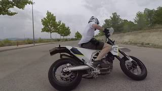 Husqvarna 701 Supermoto Akrapovic sound amp fly by [upl. by Barnard]