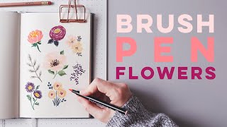 How To Draw Flowers With Brush Pens  Markers [upl. by Glennie]