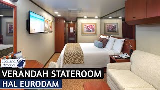 HAL Eurodam  Verandah Stateroom Walkthrough Tour amp Review 4K  Holland America Cruise Line [upl. by Airednaxela]