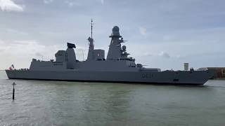 French Horizon class frigate FS Chevalier Paul arrives in Portsmouth [upl. by Aicelf]