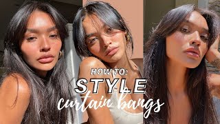 HOW I STYLE MY CURTAIN BANGS  NICOLE ELISE [upl. by Aicertap946]