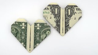 How To Make A Dollar Origami Heart With A 1 Bill [upl. by Peters]