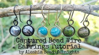 Captured Bead Wire Earrings Tutorial [upl. by Ebeohp]