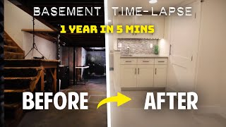 DIY Basement Renovation TimeLapse  1 YEAR IN 5 MINUTES  timelapse building [upl. by Tekla269]