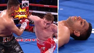 Incredible slowmo Canelo Alvarezs BRUTAL knockout of Amir Khan [upl. by Llerud]