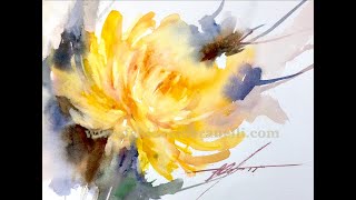 WatercolorAquarela  Demo  Chrysanthemum [upl. by Ameg509]