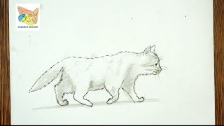 comment dessiner un chat qui marche facilement et rapidement [upl. by Brigid]