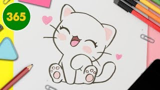 Comment dessiner un chat kawaii pas à pas pour les enfants Dessin facile  Dessin a colorier [upl. by Sedgewake565]