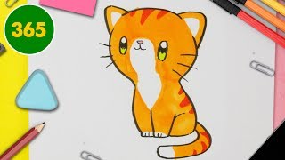 Comment dessiner un chat kawaii pas à pas pour les enfants Dessin facile  Dessin a colorier [upl. by Aisayn]