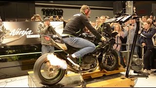 326BHP Kawasaki H2R spits flames on Dyno  Motorbeurs Utrecht HD 1080 [upl. by Raseda]