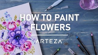 How To Paint Flowers with Real Brush Pens  StepbyStep Guide [upl. by Aerdnahs715]