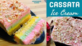 Cassata Ice Cream Recipe  Multi Flavour Ice Cream Without Whipped Cream  Homemaker Suman [upl. by Sapphera]