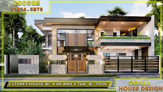 SMALL HOUSE DESIGN  14X145 METERS 2 STOREY HOUSE WITH 4 BEDROOMS AND 4 BATHROOMS [upl. by Florencia]